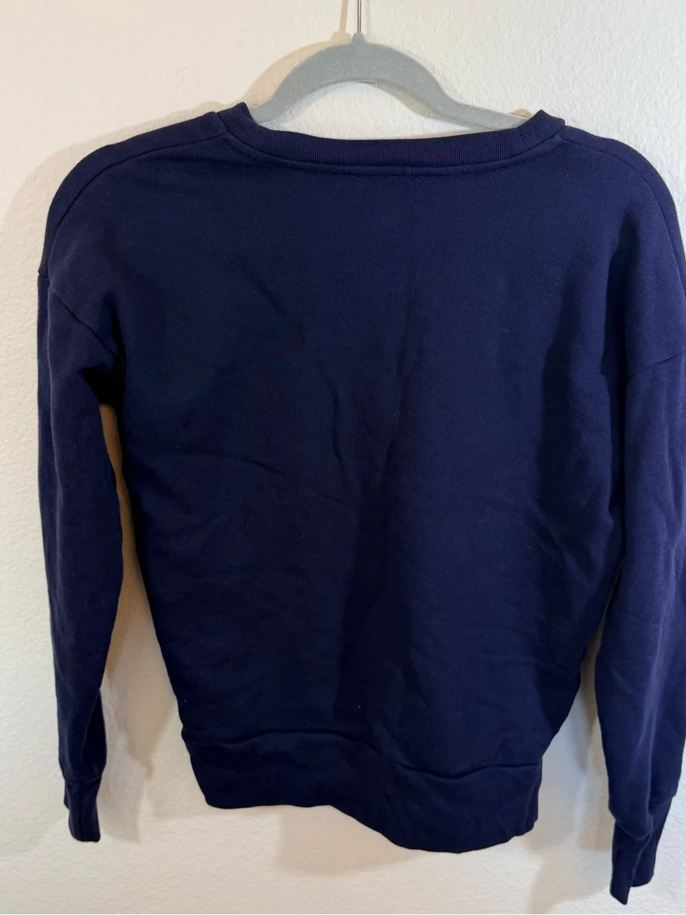 J. CREW Navy Sweatshirt with Gold Sequin Floral Appliqué